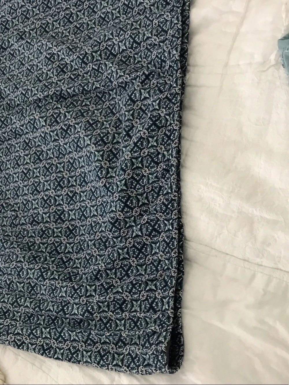 Michael Kors Navy and White Printed Peasant Tunic